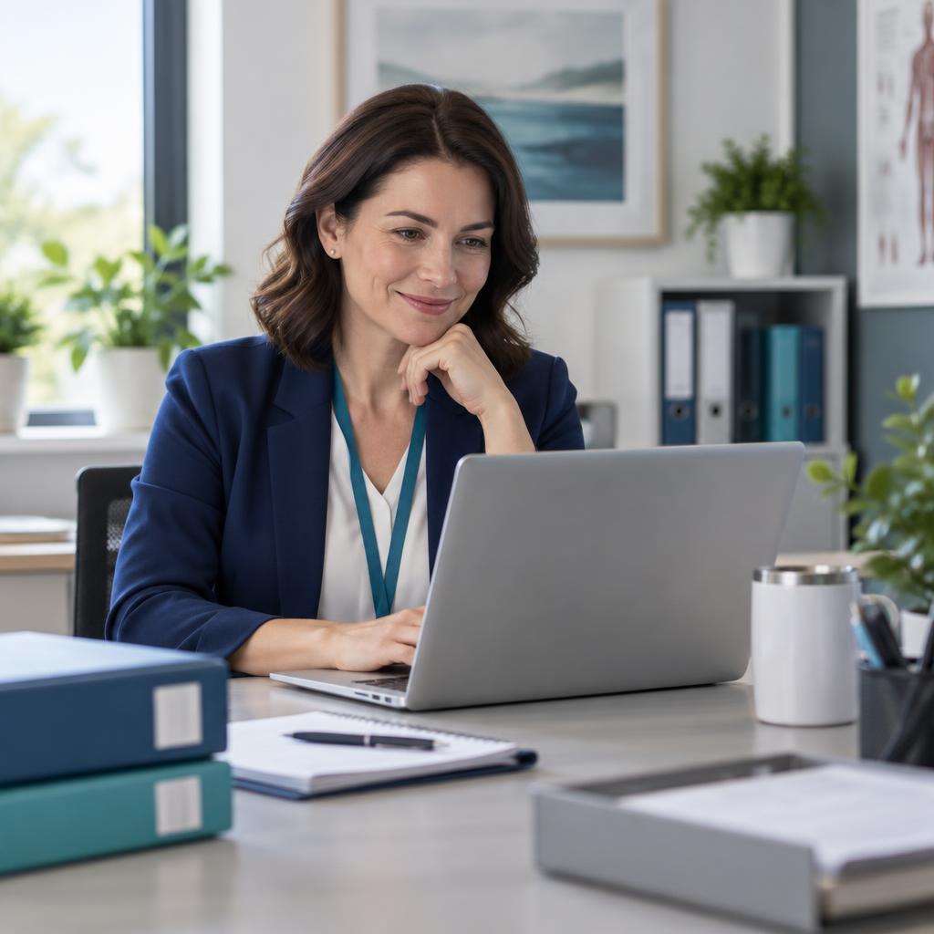 Healthcare administrator managing team certifications